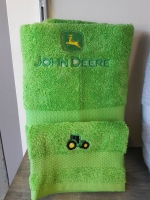 john deere logo op handdoek  met washandje