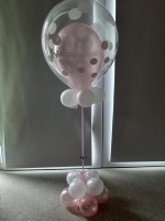 welcome baby dubbele ballon roos