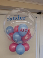 bubbel ballon voor tweeling jongen en meisje met namen
