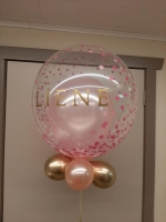 bubbel ballon met roze confetti print en naam
