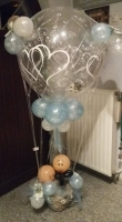 luchtballon (90 cm)  met trouwkoppeltje in mandje