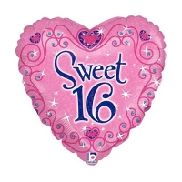 folie sweet sixteen hartvorm ballon 18 inch