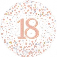 folie 18 happy birthday 18 inch blauw , fuschia of sparkling rosegold, zwart , multi