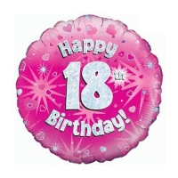 folie 18 happy birthday 18 inch blauw , fuschia of sparkling rosegold, zwart , multi