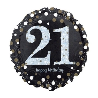 folie 21 happy birthday 18 inch blauw fuschie  zwart of sparkling rose gold