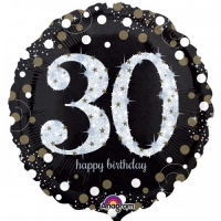 folie 30 happy birthday 18 inch blauw fuschia  zwart of sparkling rose gold