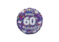 folie 60 happy birthday 18 inch blauw fuschia of zwart
