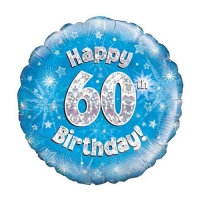 folie 60 happy birthday 18 inch blauw fuschia of zwart