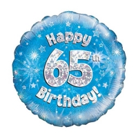 folie 65 happy birthday 18 inch blauw fuschia of zwart
