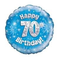 folie 70 happy birthday 18 inch blauw fuschia of zwart