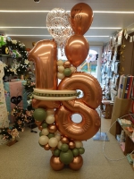 organic cijferstuk 40 met 5 helium ballonnen