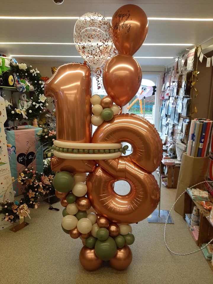lucht stuk 18 met 5 helium ballonnen - Wendy's ballooncorner