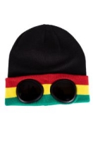 muts rood geel groen met ingebouwde bril